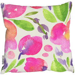 Benjamin Tate Design Pink Floral Outdoor Cushion 45 x 45cm - Size: 45 x 45 x 10cm - Wilko - thumbnail 1