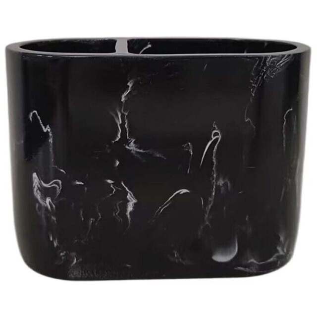 Marble Toothbrush Holder - Black - Size: 13.3 x 9.8 x 6.6 - Wilko - image 1