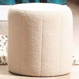 Desser Furniture Small Round Latte Boucle Fabric Pouffe - Size: 45 x 43 x 43cm - Cream - Wilko