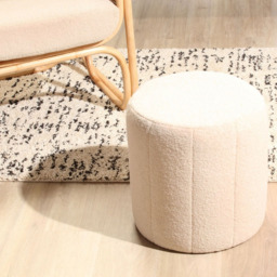 Desser Furniture Small Round Latte Boucle Fabric Pouffe - Size: 45 x 43 x 43cm - Cream - Wilko - thumbnail 6