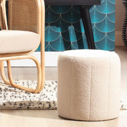 Desser Furniture Small Round Latte Boucle Fabric Pouffe - Size: 45 x 43 x 43cm - Cream - Wilko - thumbnail 5
