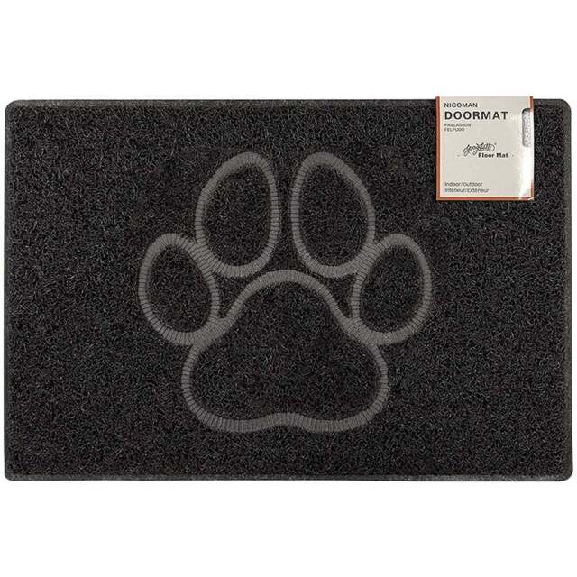 Oseasons Black Paw Embossed Doormat 60 x 40cm - Wilko - image 1