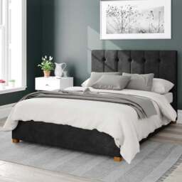 Aspire Hepburn Double Charcoal Kimiyo Linen Ottoman Bed - Grey - Aspire Beds - Wilko