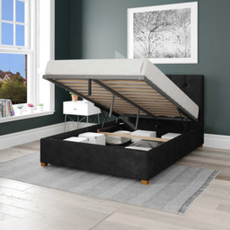 Aspire Hepburn Double Charcoal Kimiyo Linen Ottoman Bed - Grey - Aspire Beds - Wilko - thumbnail 3