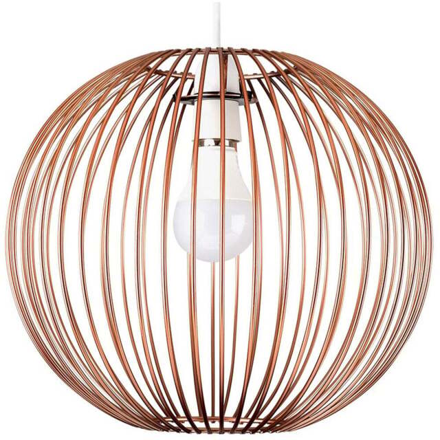 ValueLights Faraday Copper Metal Globe Basket Ceiling Pendant Light Shade - Size: 30 x 27 x 33cm - Orange - Wilko - image 1