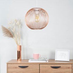 ValueLights Faraday Copper Metal Globe Basket Ceiling Pendant Light Shade - Size: 30 x 27 x 33cm - Orange - Wilko - thumbnail 3
