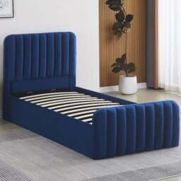 Kosy Koala Single Blue Velvet Ottoman Storage Bed - Wilko
