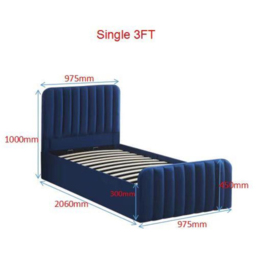 Kosy Koala Single Blue Velvet Ottoman Storage Bed - Wilko - thumbnail 6