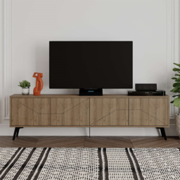 Decortie Dune Dark Oak Effect TV Stand with 4 Doors - Brown - Wilko - thumbnail 6