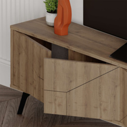 Decortie Dune Dark Oak Effect TV Stand with 4 Doors - Brown - Wilko - thumbnail 4