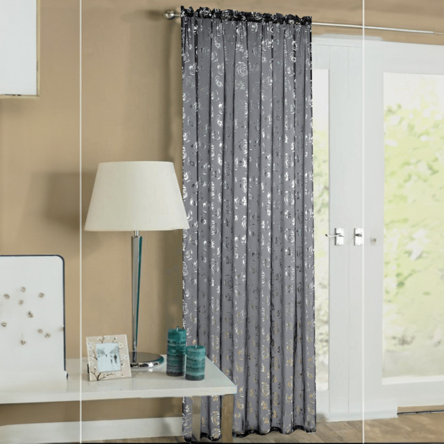 Velosso Geneva Black Foil Flower Voile Panel Curtain 150 x 137cm - Size: w 150 x D 137cm - Wilko - image 1
