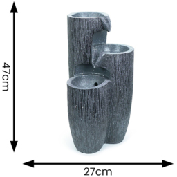 ValueLights Log Effect Fountain Solar Powered LED Water Feature - Size: 47 x 27 x 27cm - Grey - Wilko - thumbnail 7