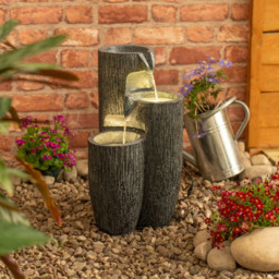 ValueLights Log Effect Fountain Solar Powered LED Water Feature - Size: 47 x 27 x 27cm - Grey - Wilko - thumbnail 3