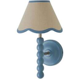 ValueLights Trim Scallop Shade Blue Bobbin LED Wall Light with Bulb - Size: 32 x 19 x 20cm - Wilko