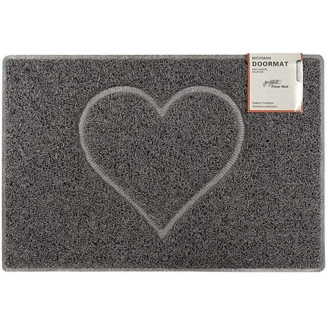 Oseasons Grey Heart Embossed Doormat 90 x 60cm - Wilko - image 1
