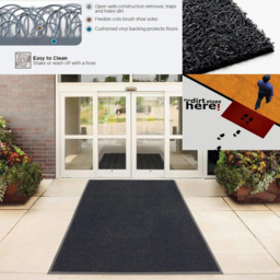 Oseasons Grey Heart Embossed Doormat 90 x 60cm - Wilko - thumbnail 4
