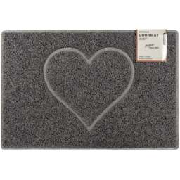 Oseasons Grey Heart Embossed Doormat 90 x 60cm - Wilko - thumbnail 1