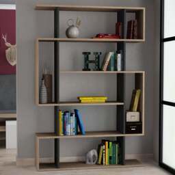 Decortie Mito Oak and Anthracite Modern Tall Bookcase - Size: 5 Shelf - Multi - Wilko