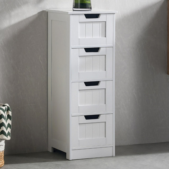 Bath Vida Priano 4 Drawer White Floor Standing Bathroom Cabinet - Size: 81 x 30 x 30cm - Wilko - image 1