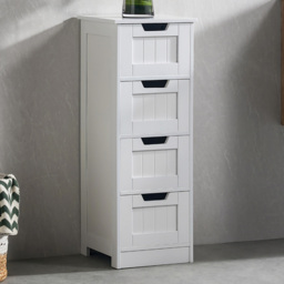Bath Vida Priano 4 Drawer White Floor Standing Bathroom Cabinet - Size: 81 x 30 x 30cm - Wilko - thumbnail 1