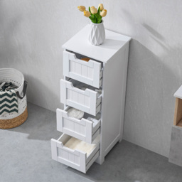 Bath Vida Priano 4 Drawer White Floor Standing Bathroom Cabinet - Size: 81 x 30 x 30cm - Wilko - thumbnail 5