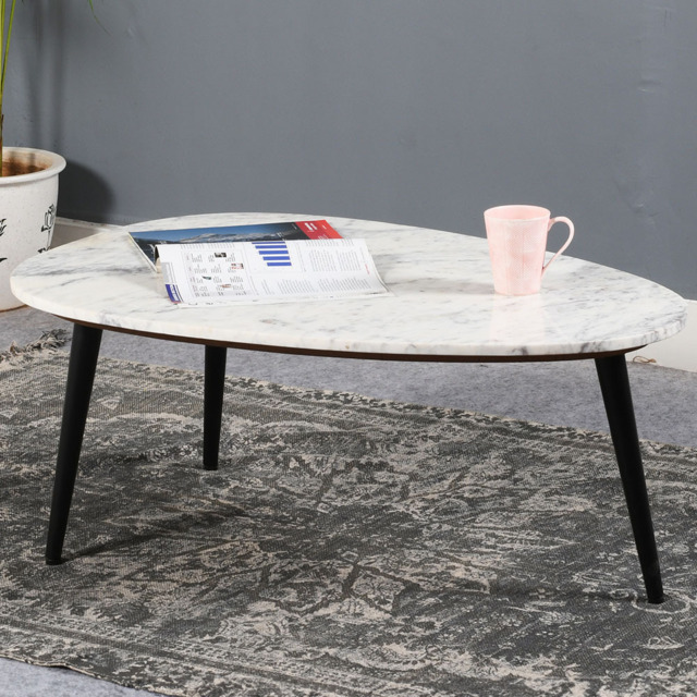 Brooklyn Opal White Marble Top Coffee Table - Brown - Wilko - image 1