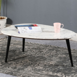 Brooklyn Opal White Marble Top Coffee Table - Brown - Wilko