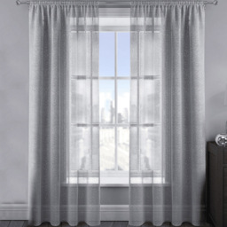 Velosso Alessandria Silver Slot Top Voile Panel Curtain 137 x 137cm - Size: W 137 x D 137cm - Wilko