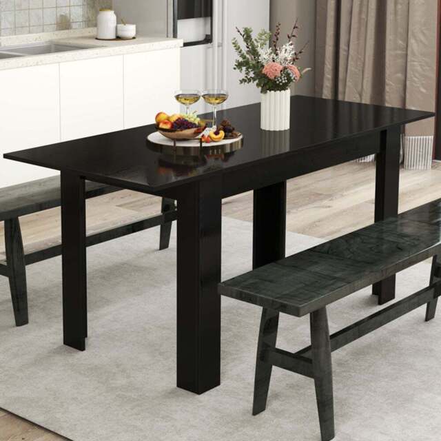 Costway 8 Seater Extendable Dining Table Black - Wilko - image 1