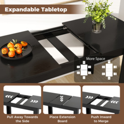 Costway 8 Seater Extendable Dining Table Black - Wilko - thumbnail 7
