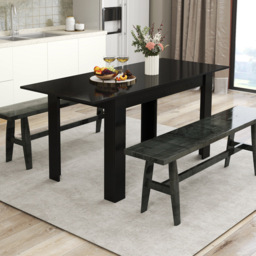 Costway 8 Seater Extendable Dining Table Black - Wilko - thumbnail 6