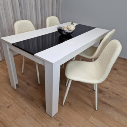 Kosy Koala 4 Seater Faux Leather Dining Set White Black and Cream - Multi - Portland - Wilko - thumbnail 3
