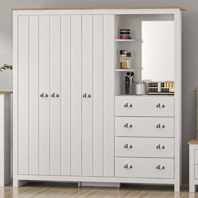 Lexington White 3 Door 4 Drawer Combination Wardrobe - Size: 3 Door, 4 Drawer - Wilko - image 1