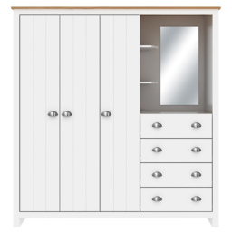 Lexington White 3 Door 4 Drawer Combination Wardrobe - Size: 3 Door, 4 Drawer - Wilko - thumbnail 3