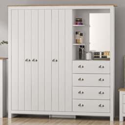 Lexington White 3 Door 4 Drawer Combination Wardrobe - Size: 3 Door, 4 Drawer - Wilko - thumbnail 1