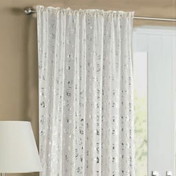 Velosso Geneva Cream Foil Flower Voile Panel Curtain 150 x 122cm - Size: W 150 x D 122cm - Wilko - thumbnail 3