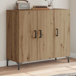 vidaXL 3 Door Artisan Oak Sideboard - Size: 80 x 90 x 34cm - Brown - Wilko