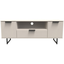 Crowndale Hong Kong Ready Assembled 2 Door Single Drawer Kashmir Ash Media Unit - Size: 40 x 145 x 62cm - Cream - Wilko - thumbnail 4