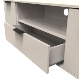 Crowndale Hong Kong Ready Assembled 2 Door Single Drawer Kashmir Ash Media Unit - Size: 40 x 145 x 62cm - Cream - Wilko - thumbnail 6