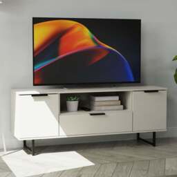 Crowndale Hong Kong Ready Assembled 2 Door Single Drawer Kashmir Ash Media Unit - Size: 40 x 145 x 62cm - Cream - Wilko