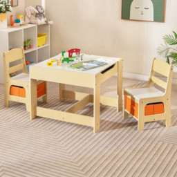 Costway Beige Table and Chair Set with Storage Boxes - Size: 76.2 x 68.6 x 12.7cm - Cream - Wilko - thumbnail 1