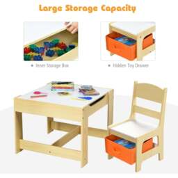 Costway Beige Table and Chair Set with Storage Boxes - Size: 76.2 x 68.6 x 12.7cm - Cream - Wilko - thumbnail 5