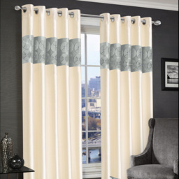 Intimates Vogue Diamante Silver Eyelet Curtains 168 x 183cm - Size: W 168 x D 183cm - Wilko - thumbnail 3