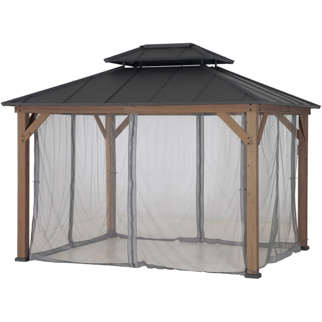Sunjoy 3 x 3.6m Accessory Netting for Cedar Wooden Gazebo (Gazebo Not Include) - Size: 1 x 424 x 293cm - Grey - Wilko - image 1