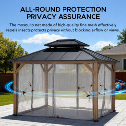 Sunjoy 3 x 3.6m Accessory Netting for Cedar Wooden Gazebo (Gazebo Not Include) - Size: 1 x 424 x 293cm - Grey - Wilko - thumbnail 4