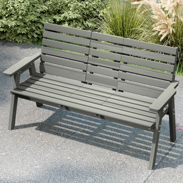 Outsunny Convertible 3 Seater Grey Wooden Bench - Size: 2 Seater - Wilko - image 1