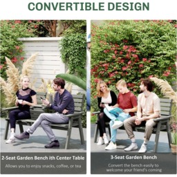 Outsunny Convertible 3 Seater Grey Wooden Bench - Size: 2 Seater - Wilko - thumbnail 7