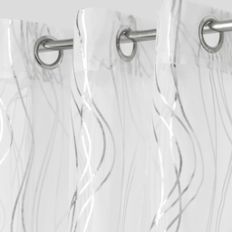 Velosso Silver Swirls Eyelet Voile Panel Curtain 150 x 183cm - Size: W 150 x D 183cm - Wilko - thumbnail 3