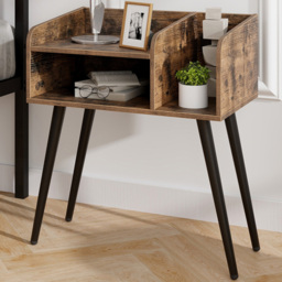 Costway Mid Century Rustic Brown 2 Tier Nightstand Set of 2 - Size: 2 Shelf - Wilko