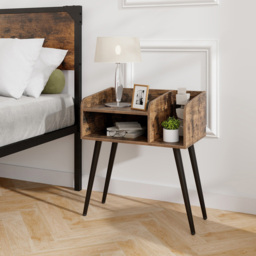 Costway Mid Century Rustic Brown 2 Tier Nightstand Set of 2 - Size: 2 Shelf - Wilko - thumbnail 5